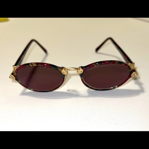 Vintage Jacomo Womens Italy Sunglasses Round Tortoise Teal Designer Gold Brass - Picture 3 of 10